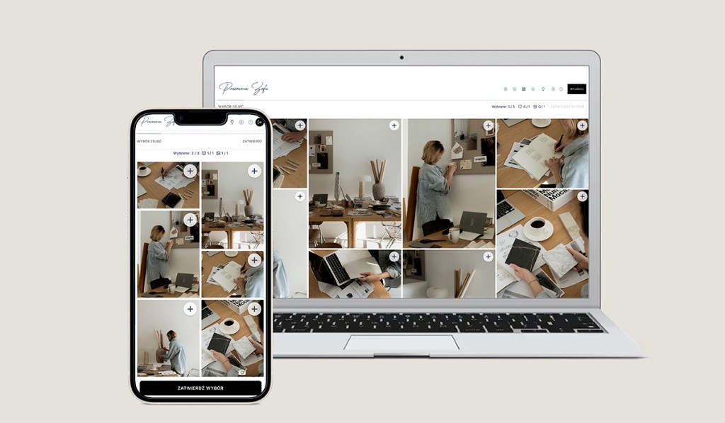Ekran wyboru typu galerii w PixiProof